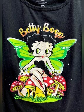 Betty Boop Butterfly Wings Fairy Mushrooms tank top size S